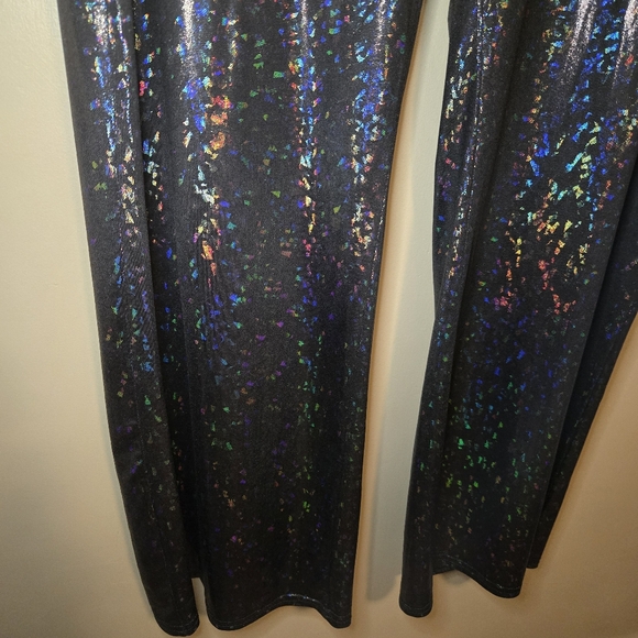 Asos Curve Women's Black Iridescent Colorful Straight Pants Size 16 Flare 31L - Picture 4 of 12